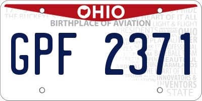 OH license plate GPF2371