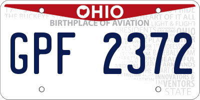 OH license plate GPF2372
