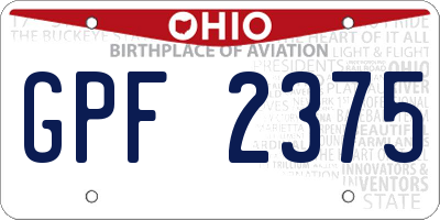 OH license plate GPF2375