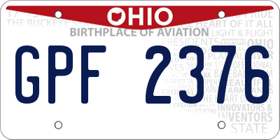 OH license plate GPF2376