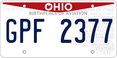 OH license plate GPF2377