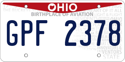 OH license plate GPF2378