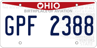 OH license plate GPF2388
