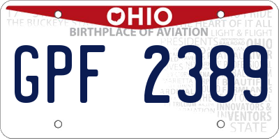 OH license plate GPF2389