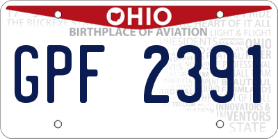 OH license plate GPF2391