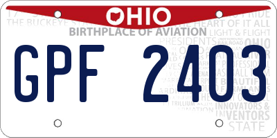 OH license plate GPF2403