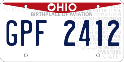 OH license plate GPF2412