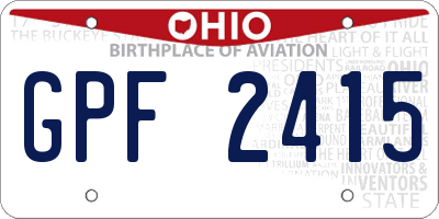 OH license plate GPF2415