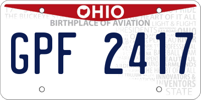 OH license plate GPF2417