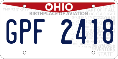 OH license plate GPF2418