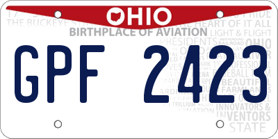 OH license plate GPF2423