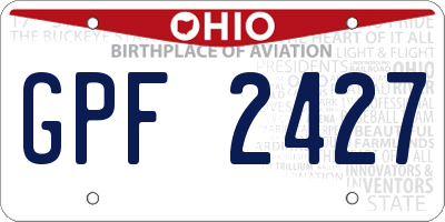 OH license plate GPF2427