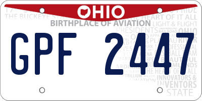 OH license plate GPF2447