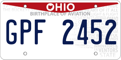 OH license plate GPF2452