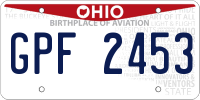 OH license plate GPF2453