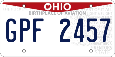 OH license plate GPF2457