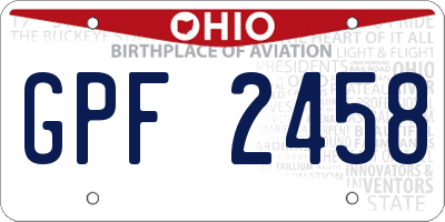 OH license plate GPF2458