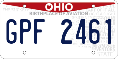 OH license plate GPF2461