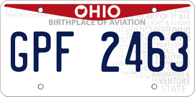 OH license plate GPF2463
