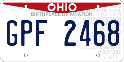 OH license plate GPF2468