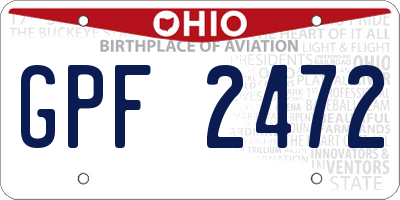 OH license plate GPF2472