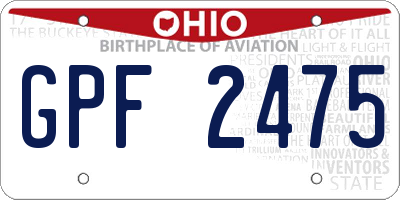 OH license plate GPF2475