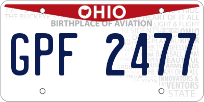 OH license plate GPF2477
