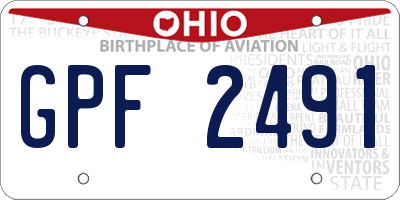 OH license plate GPF2491