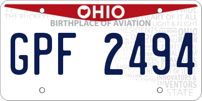 OH license plate GPF2494
