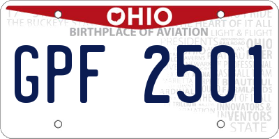 OH license plate GPF2501