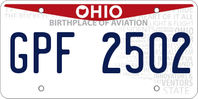 OH license plate GPF2502