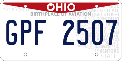 OH license plate GPF2507