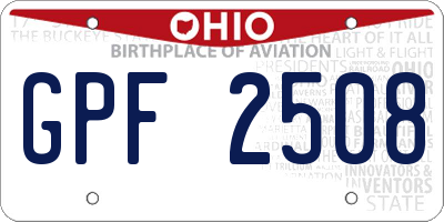 OH license plate GPF2508
