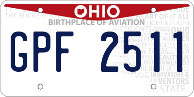 OH license plate GPF2511