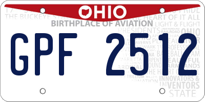 OH license plate GPF2512