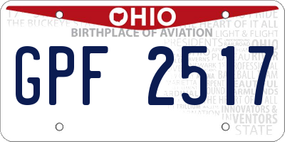 OH license plate GPF2517