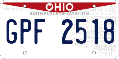 OH license plate GPF2518