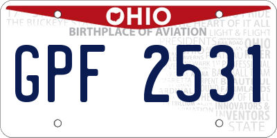 OH license plate GPF2531