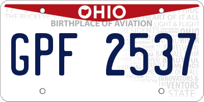 OH license plate GPF2537