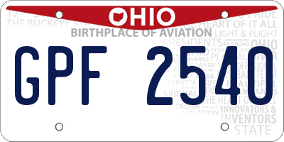 OH license plate GPF2540