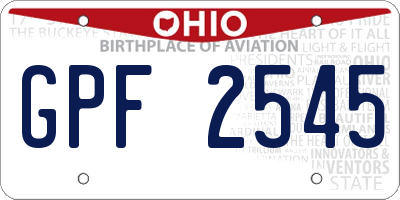 OH license plate GPF2545