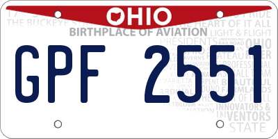 OH license plate GPF2551