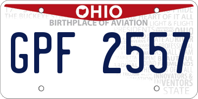 OH license plate GPF2557