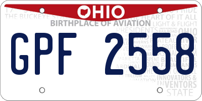 OH license plate GPF2558
