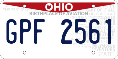 OH license plate GPF2561