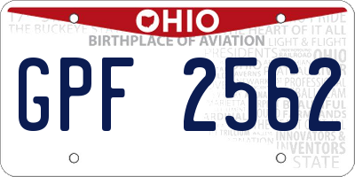 OH license plate GPF2562
