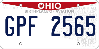 OH license plate GPF2565