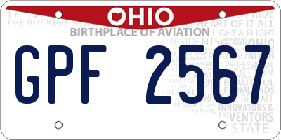 OH license plate GPF2567
