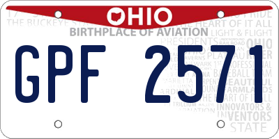 OH license plate GPF2571