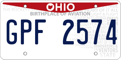 OH license plate GPF2574
